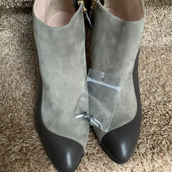 Salvatore Ferragamo Women's Fazera Gray Brown Leather Stiletto Heel Bootie